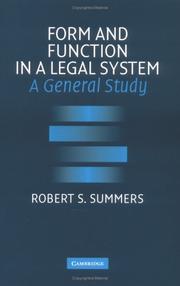 Front cover of Form and Function in a Legal System by Robert S. Summers