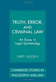 Cover of Truth, error, and criminal law by Larry Laudan