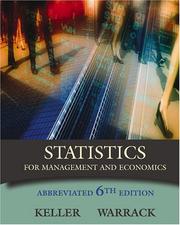 Front cover of Statistics for management and economics by Gerald Keller
