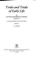 Front cover of Traits and trials of early life by L. E. L.