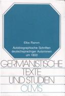 Cover of Autobiographische Schriften deutschsprachiger Autorinnen um 1800 by Elke Ramm