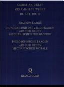 Cover of Hundert und dreyssig Fragen aus der neuen mechanischen Philosophie by Lange, Joachim