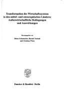 Front cover of Transformation des Wirtschaftssystems in den mittel- und osteuropäischen Ländern by Dieter Schumacher