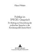 Front cover of Politiker im SPIEGEL-Gespräch by Klaus Watzin