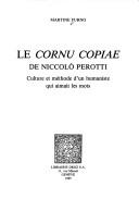 Front cover of Le Cornu copiae de Niccolò Perotti by Martine Furno