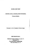 Front cover of Crónica de la legislación potosina by Daniel Diep Diep