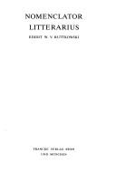 Front cover of Nomenclator litterarius by Wolfgang Victor Ruttkowski