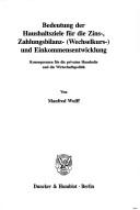 Front cover of Bedeutung der Haushaltsziele für die Zins-, Zahlungsbilanz- (Wechselkurs-) und Einkommensentwicklung by Manfred Wulff