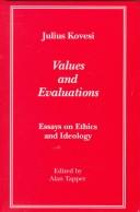 Cover of Values and evaluations by Julius Kovesi