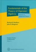 Front cover of Fundamentals of the theory of operator algebras by Richard V. Kadison