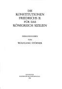 Front cover of Die Konstitutionen Friedrichs II. für das Königreich Sizilien by Wolfgang Stürner