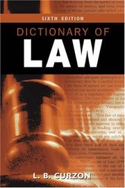 Front cover of Dictionary of law by Curzon, L. B.
