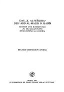 Front cover of Das " K. al-Wāḍiḥa" des ʻAbd al-Malik b. Ḥabīb by Beatrix Ossendorf-Conrad