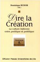 Cover of Dire la création by D. Budor