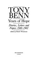 Front cover of Years of Hope by Tony Benn