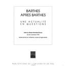 Front cover of Barthes après Barthes by Catherine Coquio