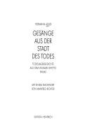 Front cover of Gesänge aus der Stadt des Todes by Adler, Hermann