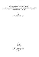 Cover of Grammatik des Alttamil by Thomas Lehmann
