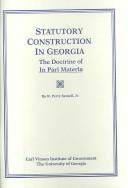 Cover of Statutory construction in Georgia by R. Perry Sentell