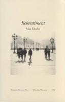 Cover of Ressentiment by Max Scheler