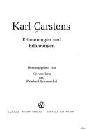Front cover of Erinnerungen und Erfahrungen by Karl Carstens