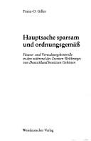 Front cover of Hauptsache sparsam und ordnungsgemäss by Franz-O Gilles