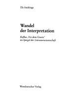 Cover of Wandel der Interpretation by Els Andringa