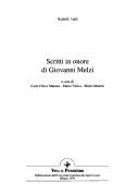 Front cover of Scritti in onore di Giovanni Melzi by Giovanni Melzi