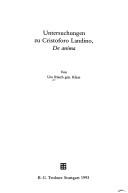 Front cover of Untersuchungen zu Cristoforo Landino, De anima by Ute Rüsch-Klaas