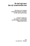 Cover of De taal zegt meer dan zij verantwoorden kan by Jacob Israël de Haan