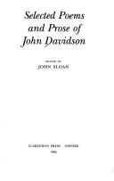 Front cover of Selected poems and prose of John Davidson by John Davidson