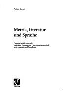 Cover of Metrik, Literatur und Sprache by Achim Barsch