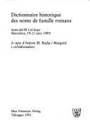 Front cover of Dictionnaire historique des noms de famille romans by Antoni M. Badia i Margarit