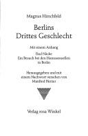Cover of Les homosexuels de Berlin by Magnus Hirschfeld