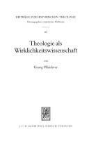 Front cover of Theologie als Wirklichkeitswissenschaft by Georg Pfleiderer