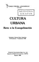 Front cover of Cultura urbana by Catholic Church. Consejo Episcopal Latinoamericano