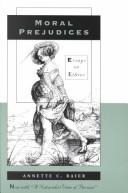 Front cover of Moral prejudices by Annette Baier