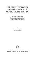 Front cover of Der Grossgrundbesitz in der preussischen Provinz Sachsen 1913-1933 by Thomas Nabert