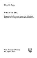 Cover of Recht als Text by Dietrich Busse