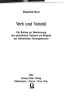 Front cover of Verb und Varietät by Elisabeth Burr