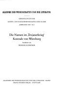 Front cover of Die Namen im "Trojanerkrieg" Konrads von Würzburg by Werner Schröder