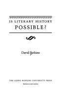 Front cover of Is literary history possible? by Perkins, David