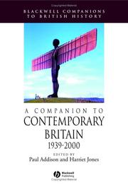 Front cover of A companion to contemporary Britain, 1939-2000 by Paul Addison