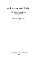 Cover of Autonomy and rights by Horacio Spector