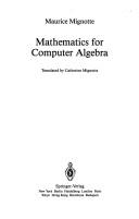 Cover of Mathematics for computer algebra by Maurice Mignotte