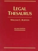 Front cover of Legal thesaurus by Burton, William C.