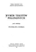 Front cover of Wybór tekstów polonijnych by Stanisław Dubisz