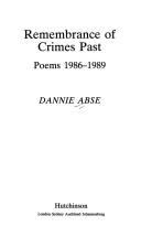 Front cover of Remembrance of crimes past by Dannie Abse
