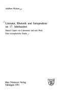 Cover of Literatur, Rhetorik und Jurisprudenz im 17. Jahrhundert by Adalbert Wichert