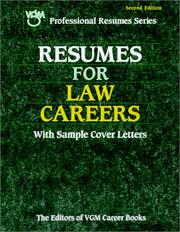 Front cover of Resumes for law careers by VGM Career Books (Firm)